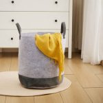 Convenient Gray Laundry Basket with Wheels