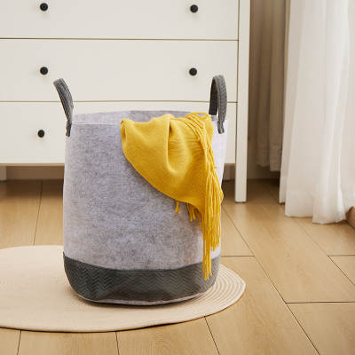 Convenient Gray Laundry Basket with Wheels